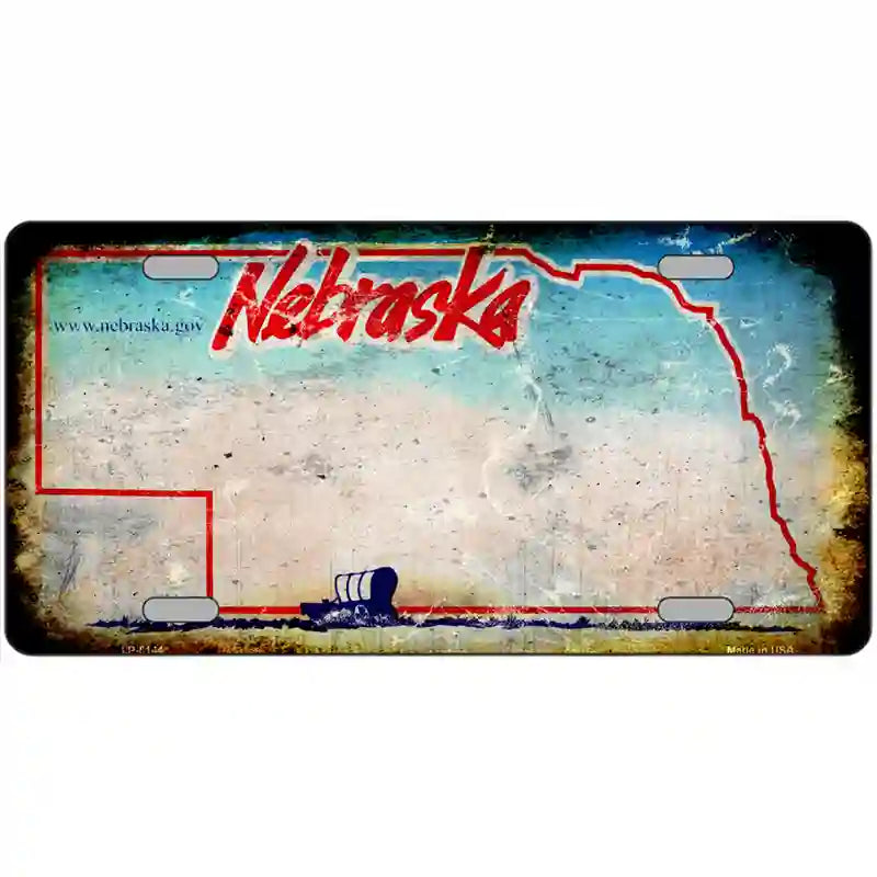 LLP-8144 24 x 12 in. Nebraska State Rusty Novelty Metal License Plate