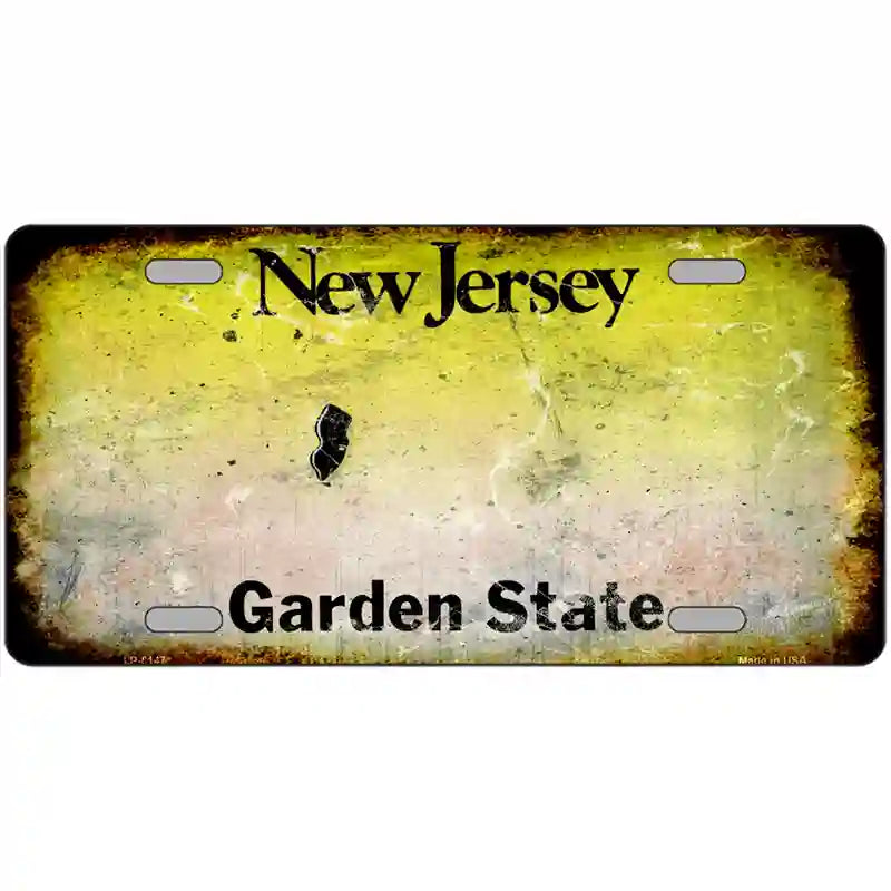 LLP-8147 24 x 12 in.   Jersey State Rusty Novelty Metal License Plate