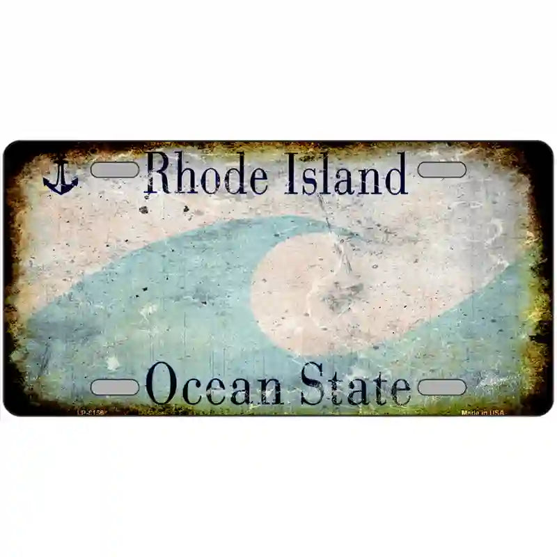 LLP-8156 24 x 12 in. Rhode Island State Rusty Novelty Metal License Plate