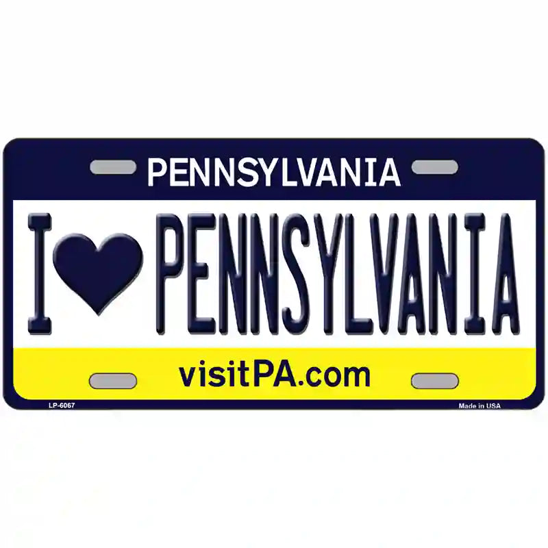 LLP-6067 24 x 12 in. I Love Pennsylvania State Novelty Metal License Plate