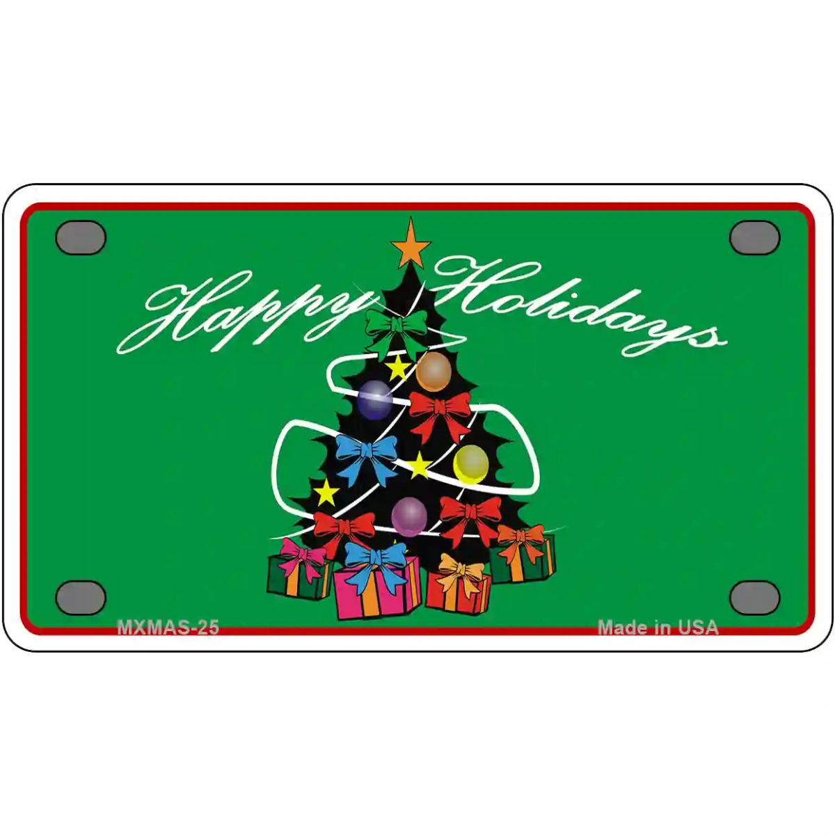 MLP-XMAS-25 4 x 2.2 in. Happy Holidays Christmas Tree Metal Novelty License Plate