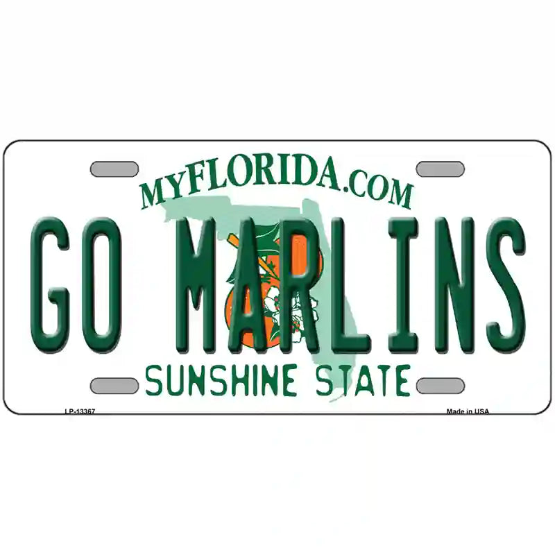 LLP-13367 24 x 12 in. Go Marlins Novelty Metal License Plate Tag