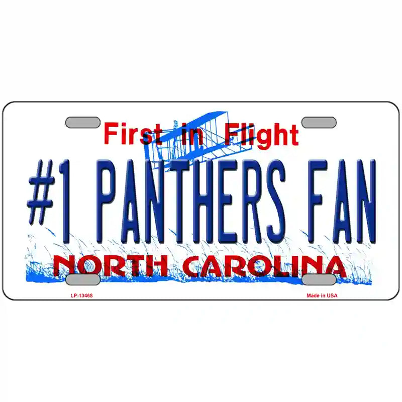 LLP-13468 24 x 12 in. Number 1 Panthers Fan Football Novelty Metal License Plate Tag