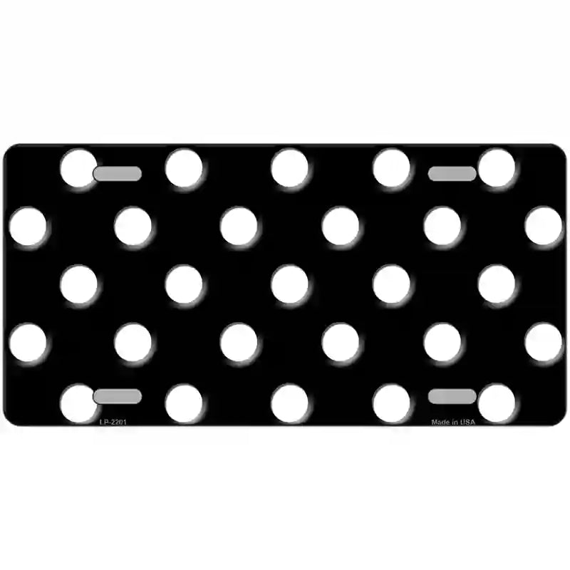 LLP-2201 24 x 12 in. White Polka Dots Black Metal Novelty License Plate