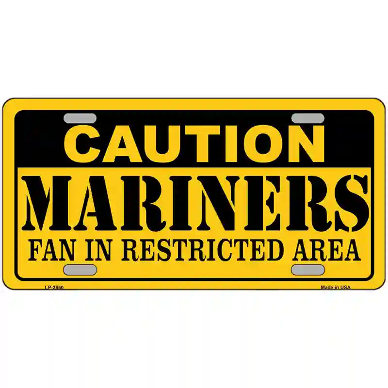 LLP-2650 24 x 12 in. Caution Mariners Fan Metal Novelty License Plate