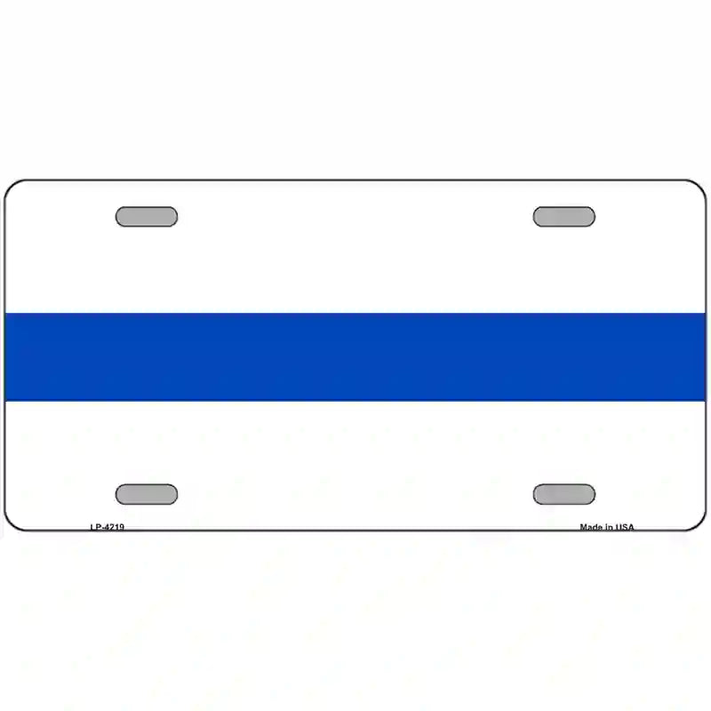 LLP-4219 24 x 12 in. Thin Blue Line White Metal Novelty License Plate