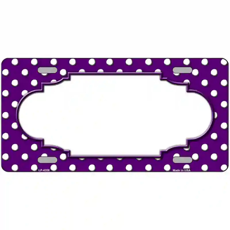 LLP-4358 24 x 12 in. Scallop Purple White Polka Dot Metal Novelty License Plate