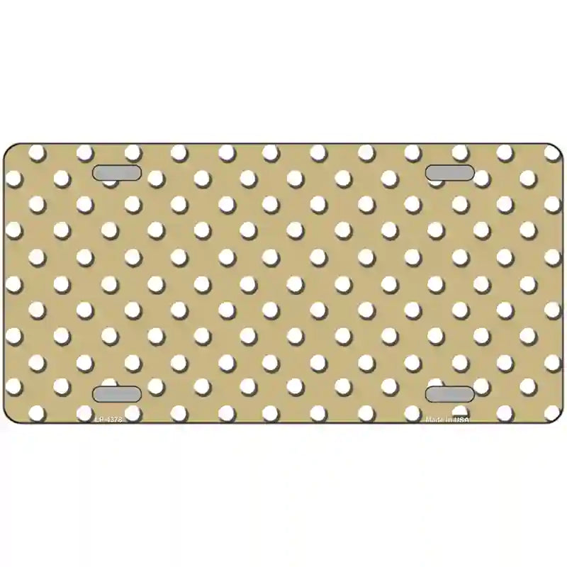 LLP-4378 24 x 12 in. Gold White Polka Dot Metal Novelty License Plate