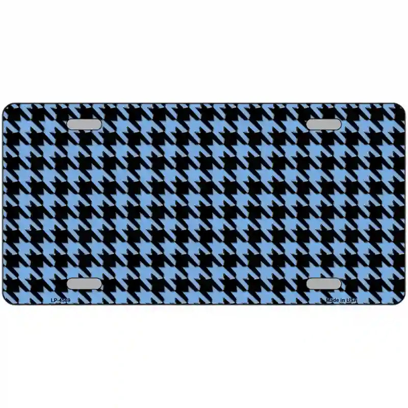 LLP-4569 24 x 12 in. Light Blue Black Houndstooth Metal Novelty License Plate