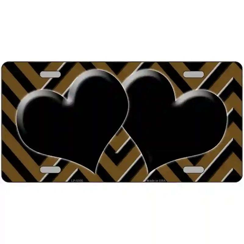 LLP-5056 24 x 12 in. Brown Black Chevon Hearts Metal Novelty License Plate