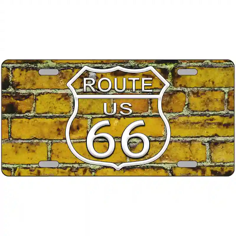 LLP-11459 24 x 12 in. Route 66 Yellow Brick Wall Novelty License Plate
