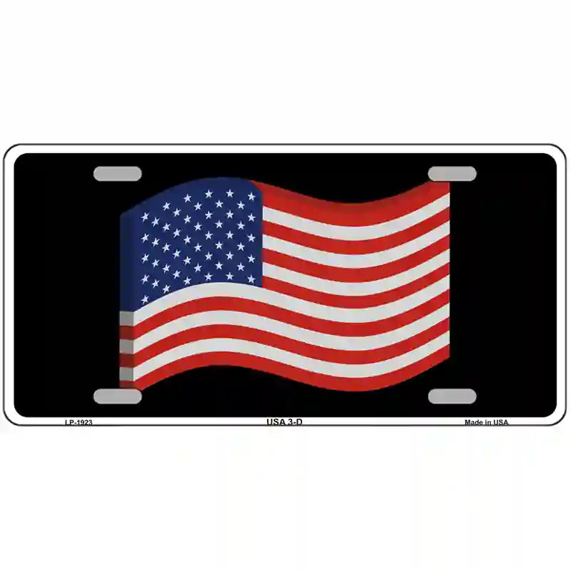 LLP-1923 24 x 12 in. USA 3-D Flag Metal Novelty License Plate