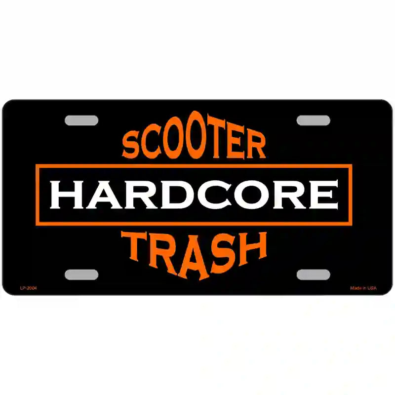 LLP-2004 24 x 12 in. Hardcore Scooter Trash Black Novelty Metal License Plate
