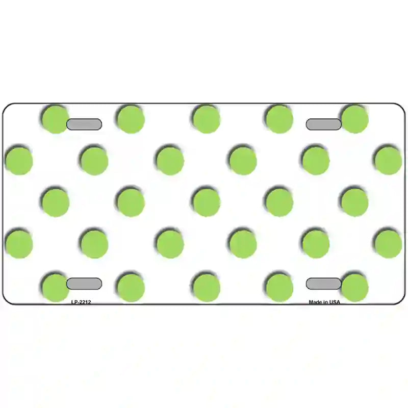 LLP-2212 24 x 12 in. Lime Green Polka Dots White Metal Novelty License Plate