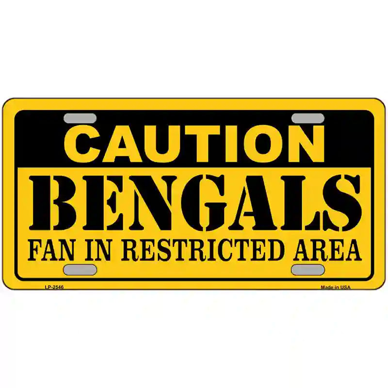 LLP-2546 24 x 12 in. Caution Bengals Metal Novelty License Plate