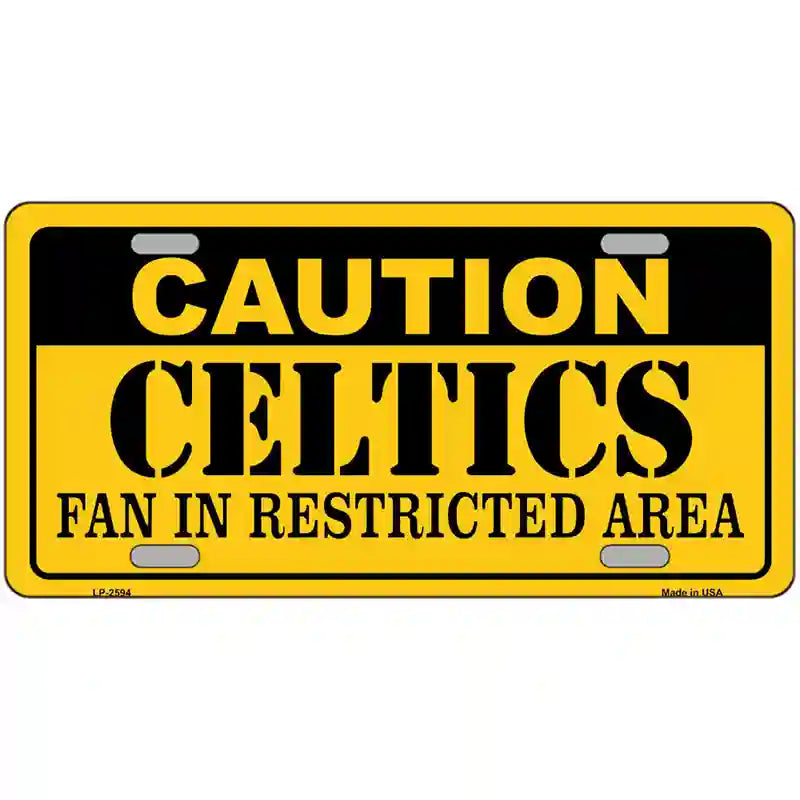 LLP-2594 24 x 12 in. Caution Celtics Fan Metal Novelty License Plate
