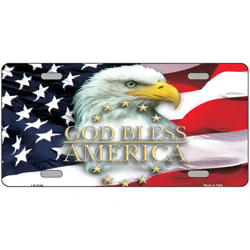 LLP-5348 24 x 12 in. God Bless America Eagle Novelty Metal License Plate