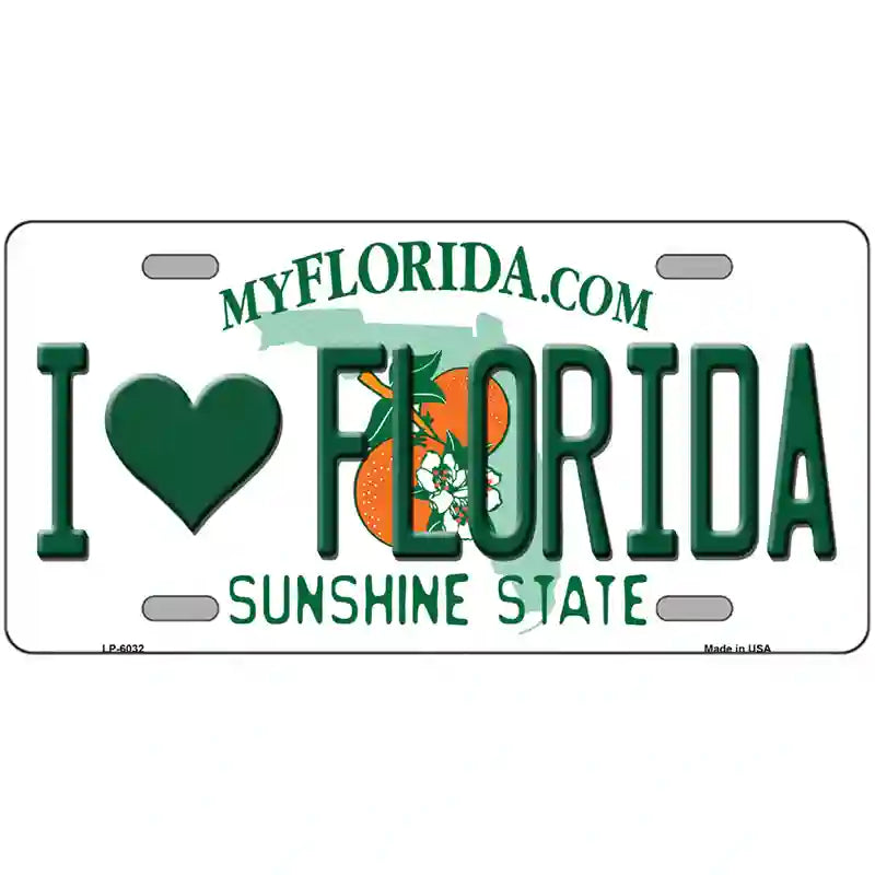 LLP-6032 24 x 12 in. I Love Florida Novelty Metal License Plate