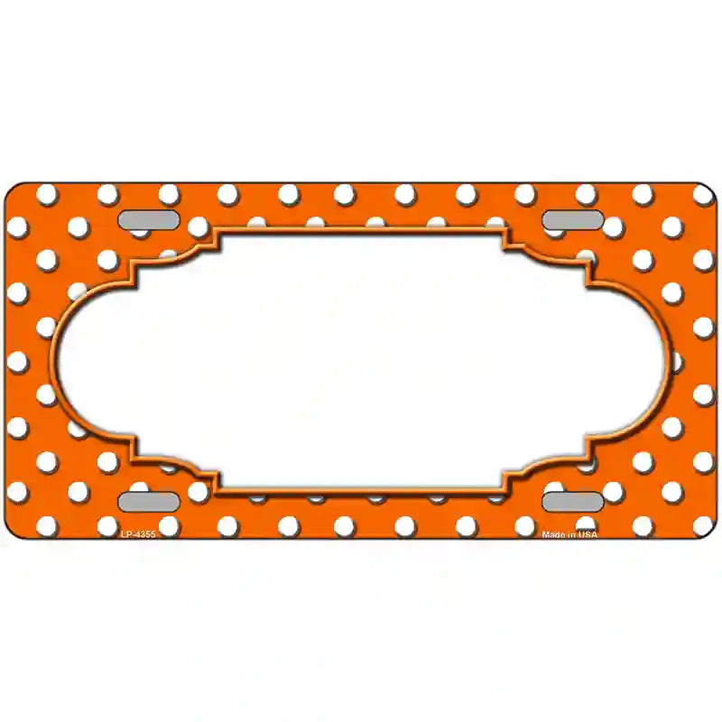 LLP-4355 24 x 12 in. Scallop Orange White Polka Dot Metal Novelty License Plate