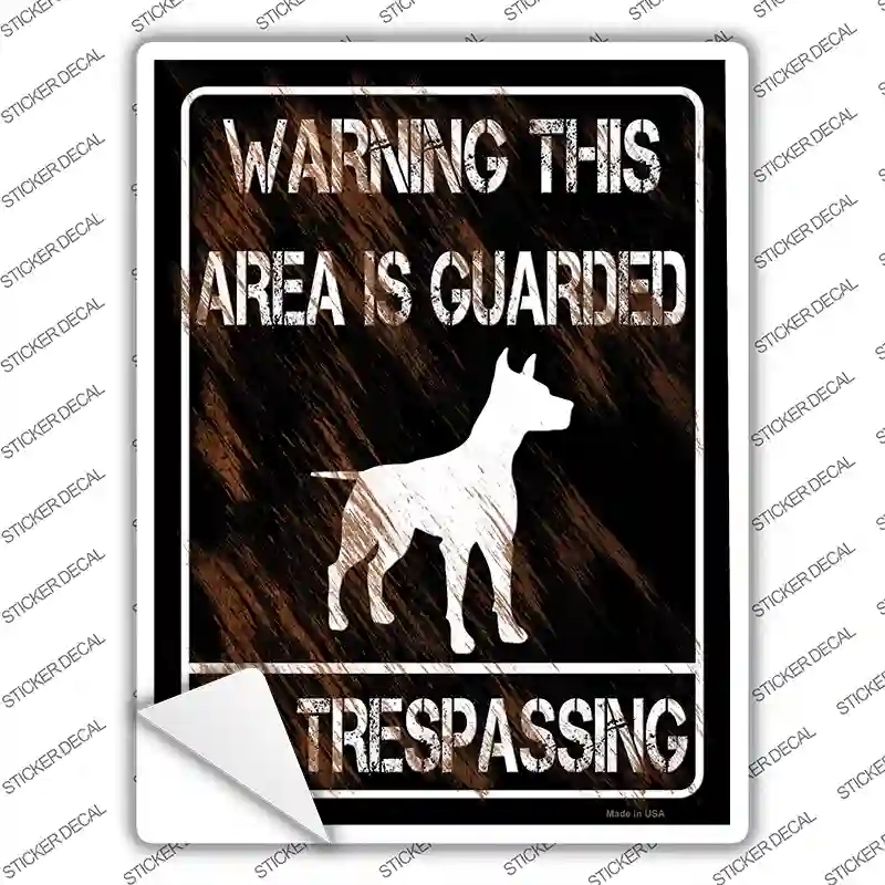 P-3883s-S Warning Area Guarded by Dog Novelty Rectangle Sticker Decal - Small