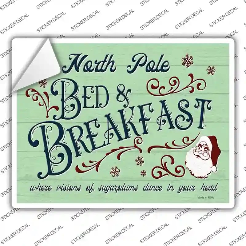 P-3890s-L North Pole Bed & Breakfast Novelty Rectangle Sticker Decal - Large