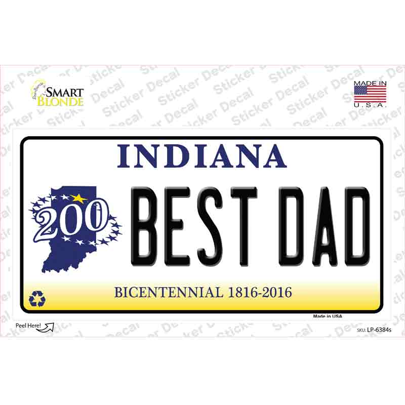 LP-6384s-M Best Dad Indiana Background Novelty Sticker Decal - Medium