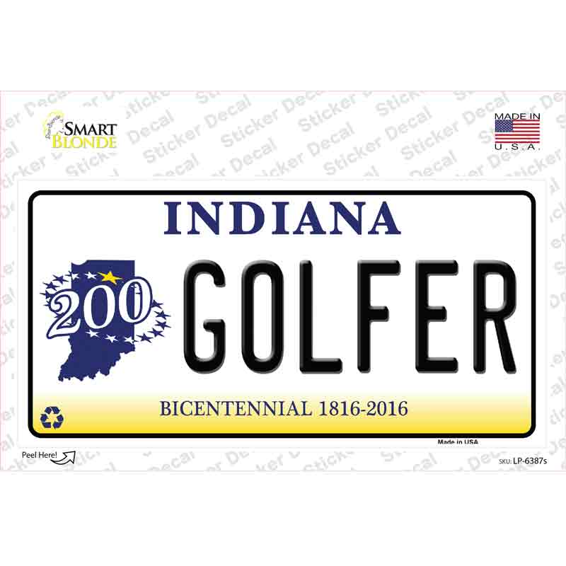 LP-6387s-M Golfer Indiana Novelty Sticker Decal - Medium