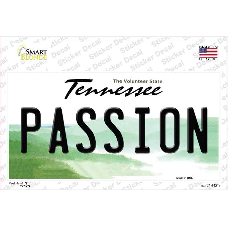 LP-6421s-M Passion Tennessee Novelty Sticker Decal - Medium