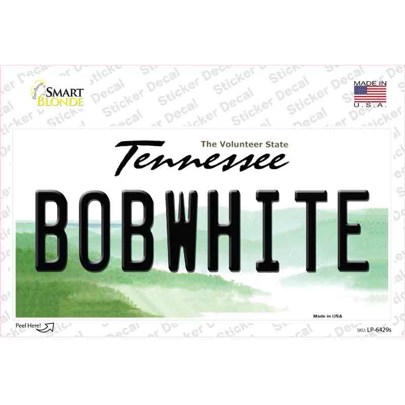 LP-6429s-M Bobwhite Tennessee Novelty Sticker Decal - Medium