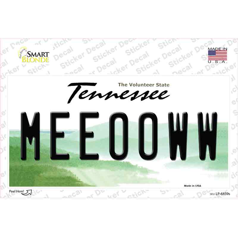 LP-6459s-M Meeooww Tennessee Novelty Sticker Decal - Medium