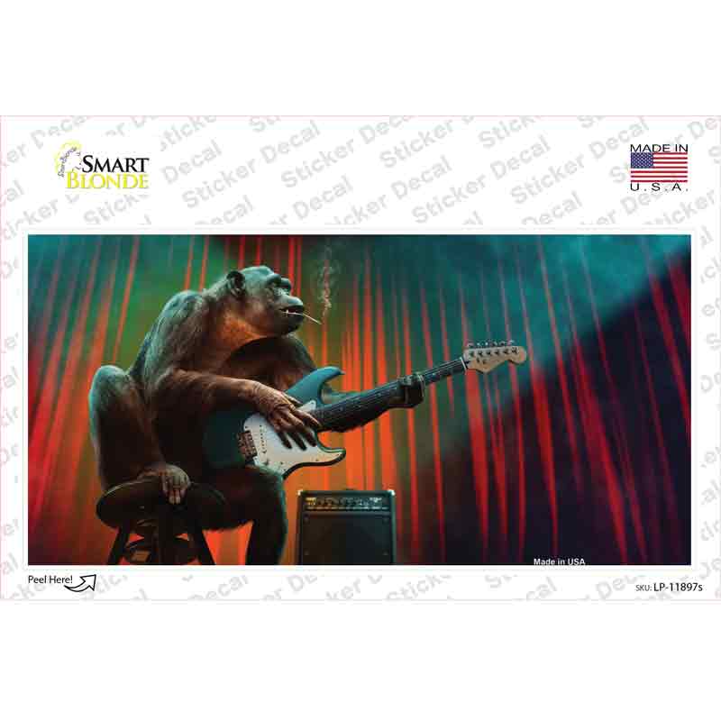 LP-11897s-M Monkey with Guitar Novelty Sticker Decal - Medium