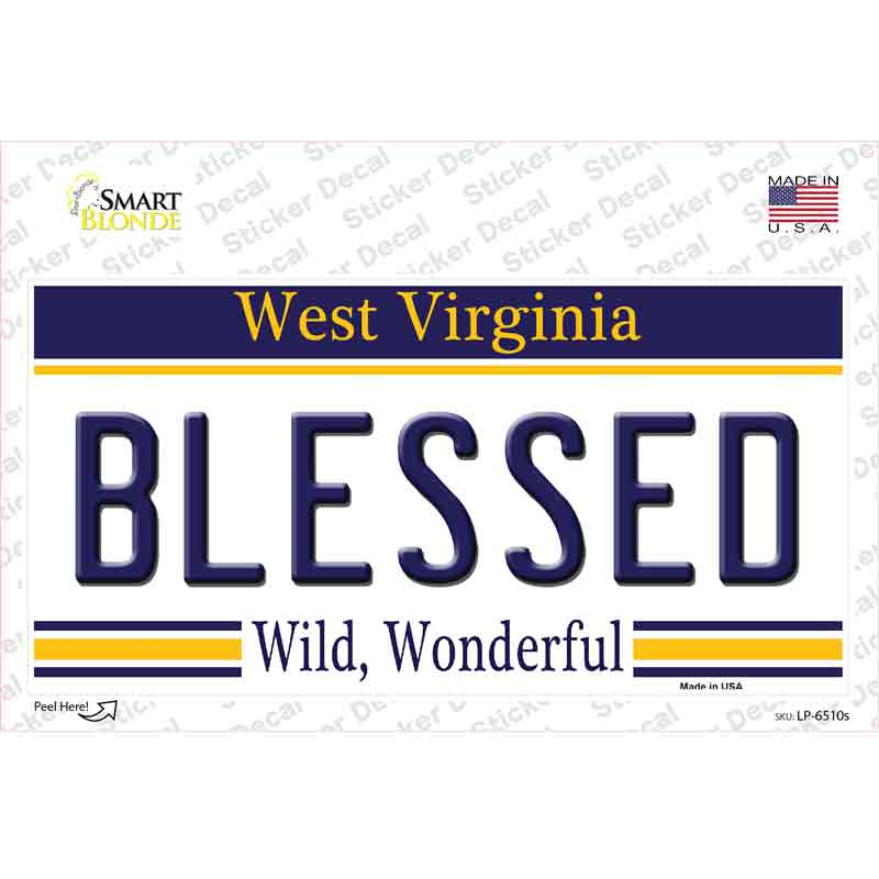 LP-6510s-M Blessed West Virginia Novelty Sticker Decal - Medium