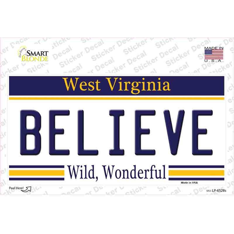LP-6528s-M Believe West Virginia Novelty Sticker Decal - Medium