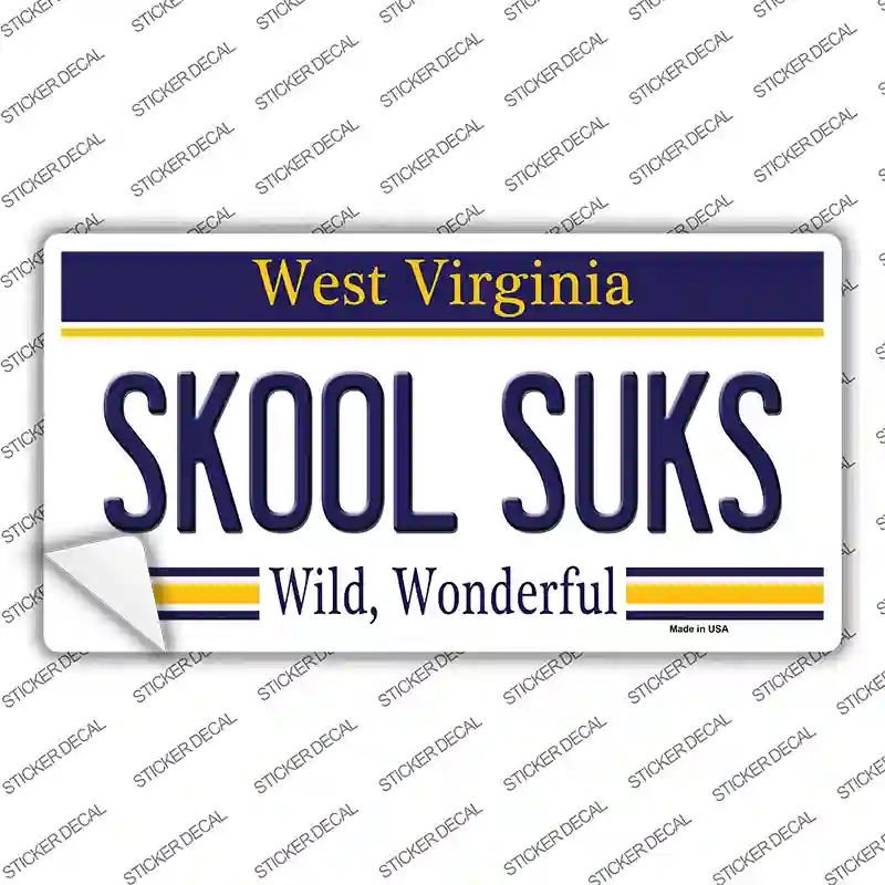 LP-6529s-S Skool Suks West Virginia Novelty Sticker Decal - Small