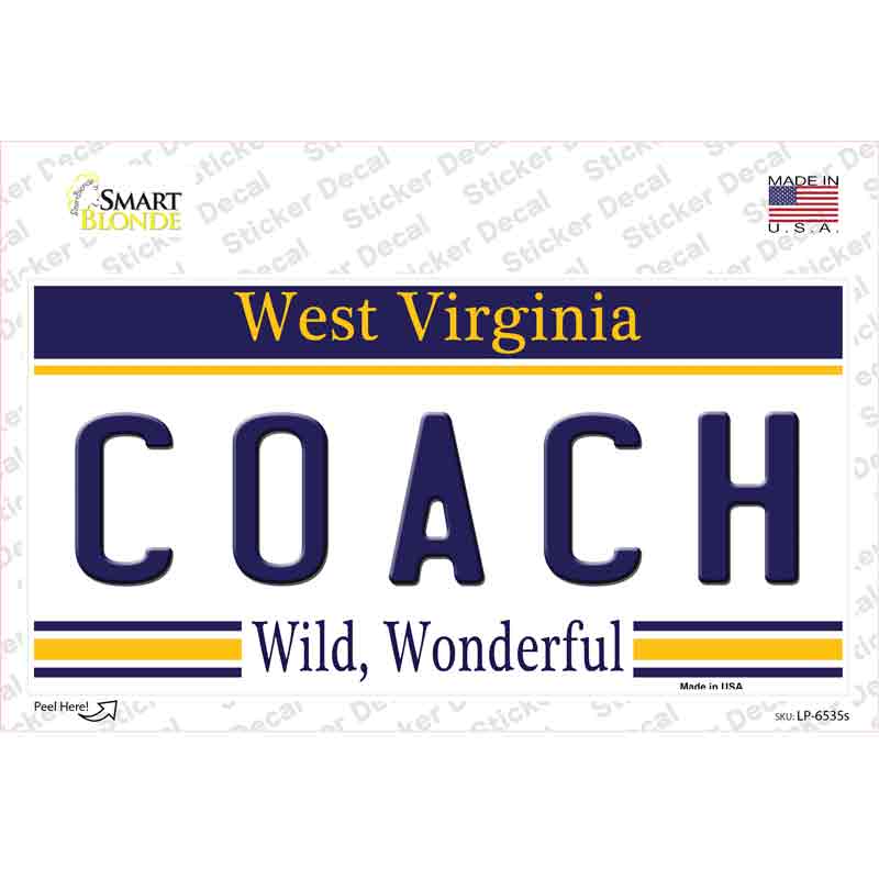LP-6535s-M Coach West Virginia Novelty Sticker Decal - Medium