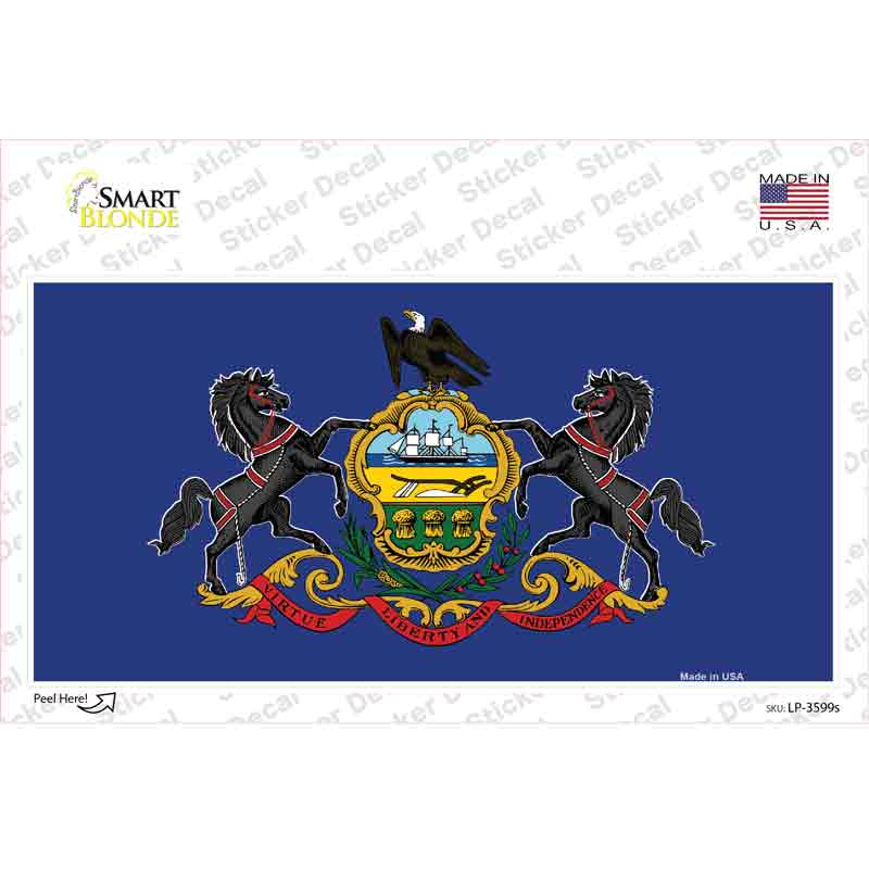 LP-3599s-M Pennsylvania State Flag Novelty Sticker Decal - Medium