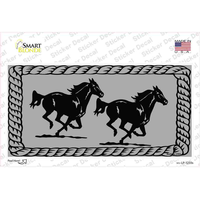 LP-1233s-M Two Running Horses Novelty Sticker Decal - Medium