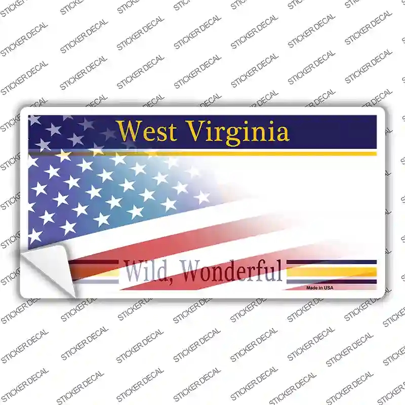 LP-12377s-S West Virginia with American Flag Novelty Sticker Decal - Small