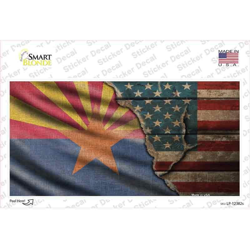 LP-12382s-M Arizona & American Flag Novelty Sticker Decal - Medium