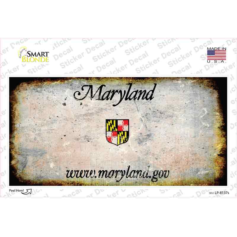LP-8137s-M Maryland State Rusty Novelty Sticker Decal - Medium