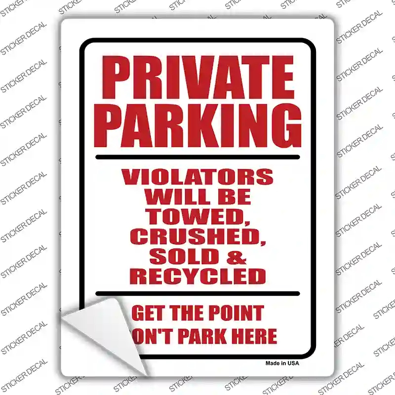 P-705s-S Private Parking Novelty Rectangle Sticker Decal - Small