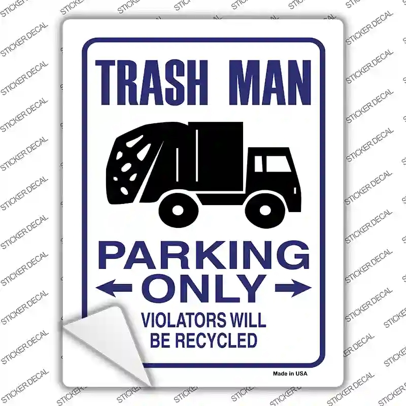 P-731s-XL Trash Man Parking Novelty Rectangle Sticker Decal - Extra Large