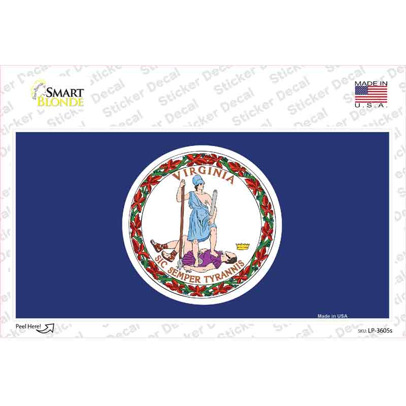 LP-3605s-M Virginia State Flag Novelty Sticker Decal - Medium