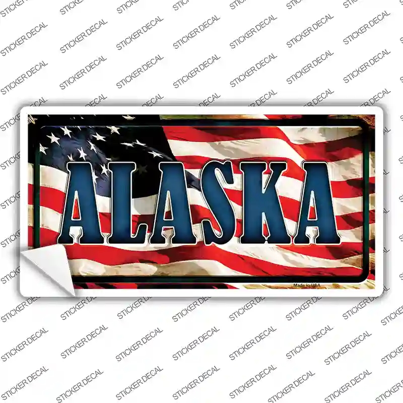 LP-3613s-S Alaska on American Flag Novelty Sticker Decal - Small