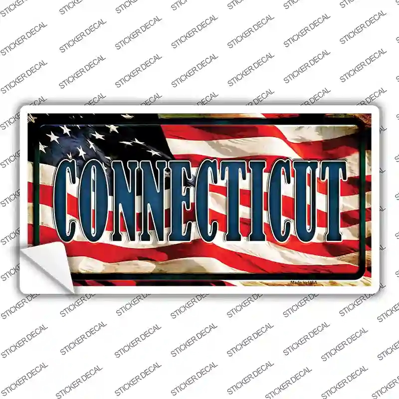 LP-3618s-S Connecticut on American Flag Novelty Sticker Decal - Small