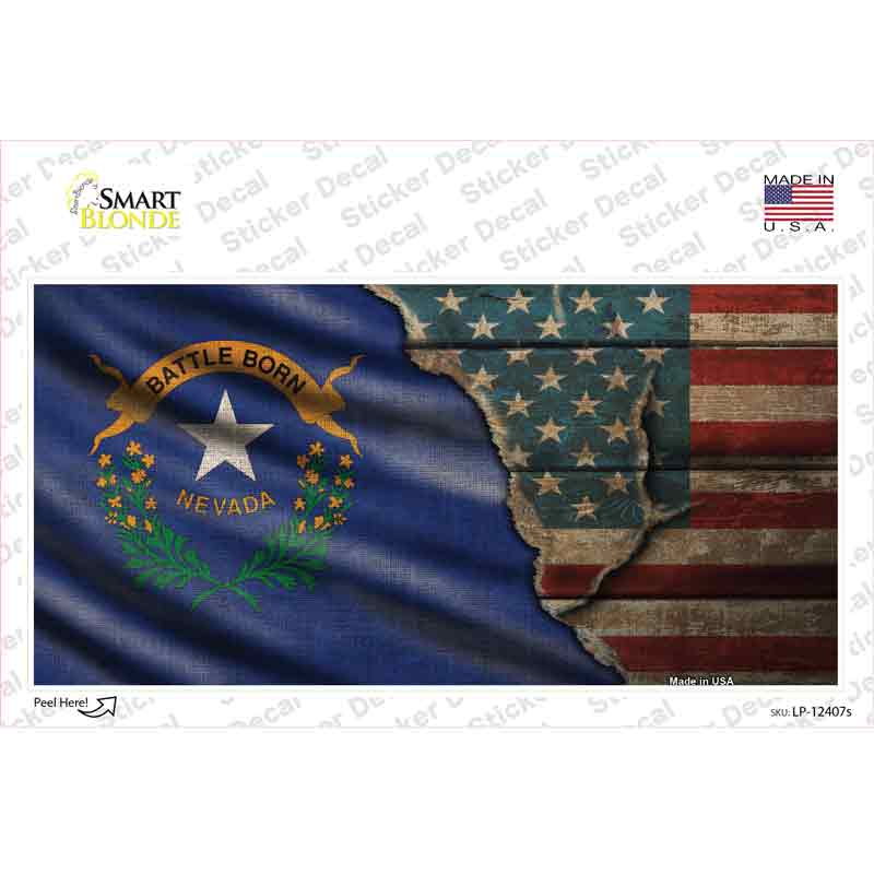 LP-12407s-M Nevada & American Flag Novelty Sticker Decal - Medium