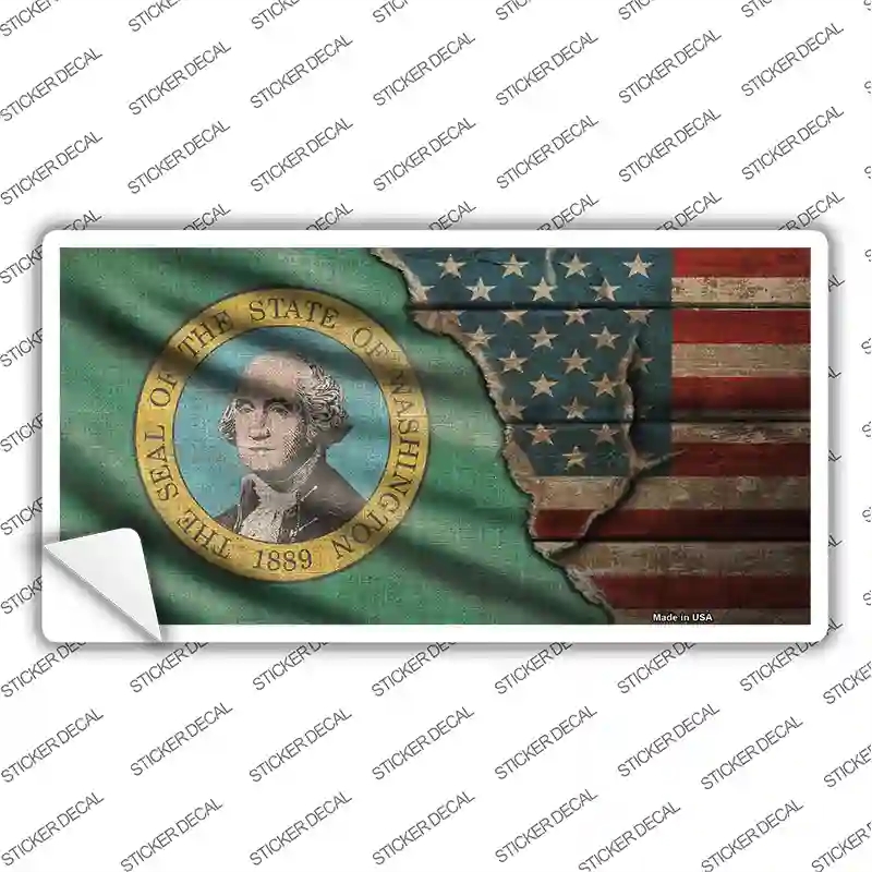 LP-12426s-L Washington & American Flag Novelty Sticker Decal - Large