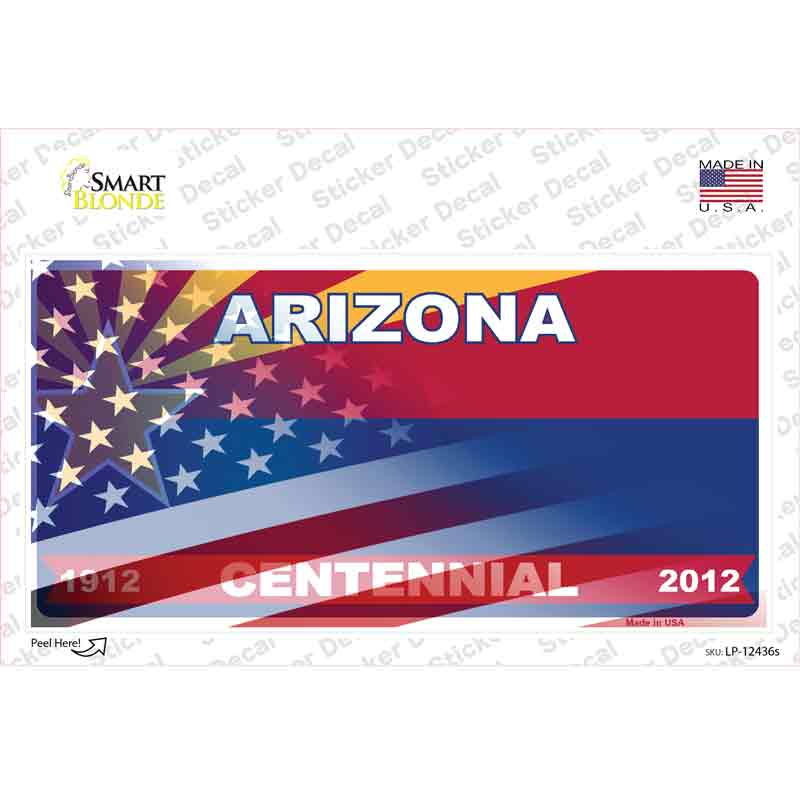 LP-12436s-M Arizona Centennial American Flag Novelty Sticker Decal - Medium