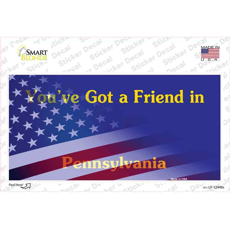 LP-12448s-M Pennsylvania Half American Flag Novelty Sticker Decal - Medium