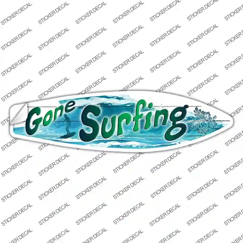 SB-022s-L Gone Surfing Blue Novelty Surfboard Sticker Decal - Large